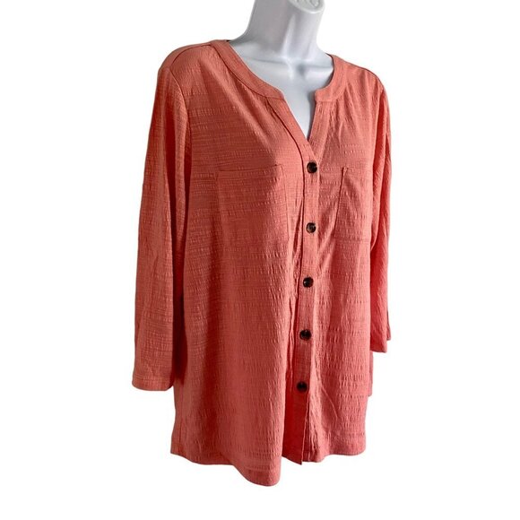 Emily Daniels Button Up Top 3/4 Sleeve Women's Medium - Picture 3 of 7